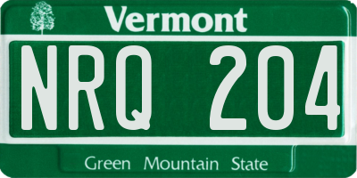 VT license plate NRQ204