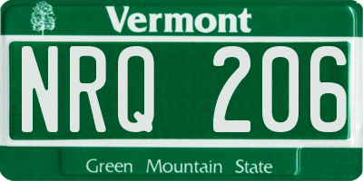 VT license plate NRQ206