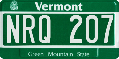 VT license plate NRQ207