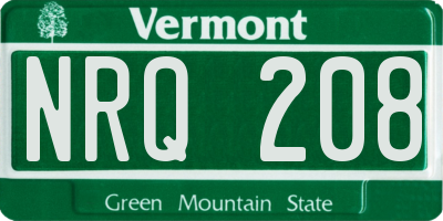 VT license plate NRQ208