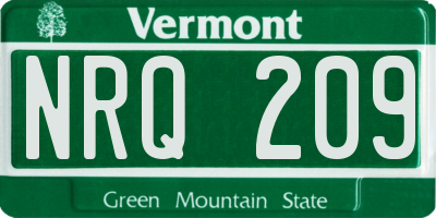 VT license plate NRQ209