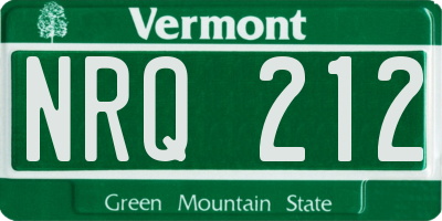 VT license plate NRQ212