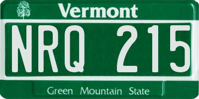 VT license plate NRQ215