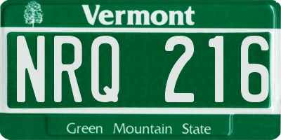 VT license plate NRQ216