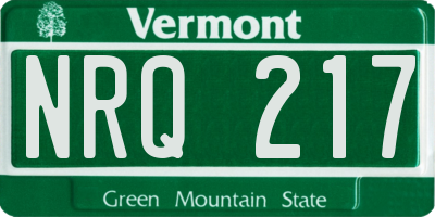 VT license plate NRQ217