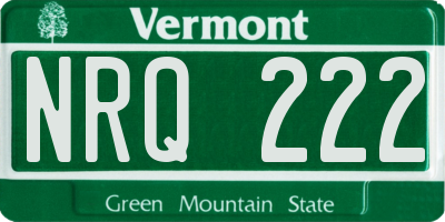 VT license plate NRQ222