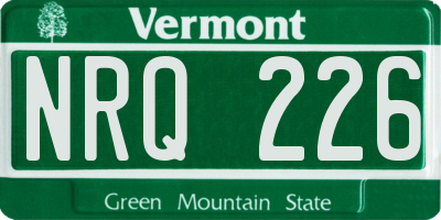 VT license plate NRQ226