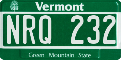 VT license plate NRQ232