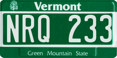 VT license plate NRQ233