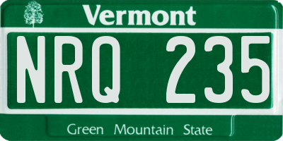 VT license plate NRQ235