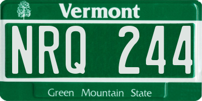 VT license plate NRQ244