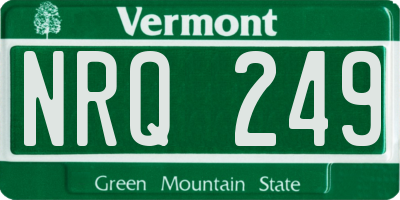 VT license plate NRQ249