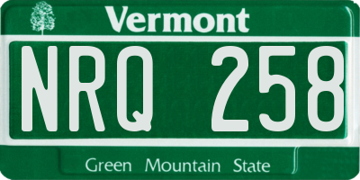 VT license plate NRQ258