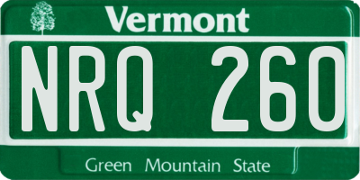 VT license plate NRQ260