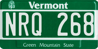 VT license plate NRQ268