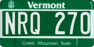 VT license plate NRQ270