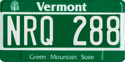 VT license plate NRQ288