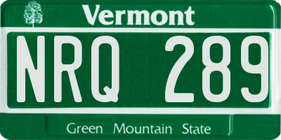 VT license plate NRQ289