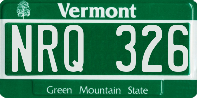VT license plate NRQ326