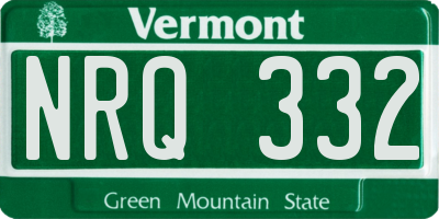 VT license plate NRQ332
