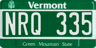 VT license plate NRQ335