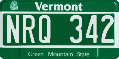 VT license plate NRQ342