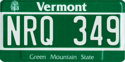 VT license plate NRQ349
