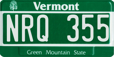 VT license plate NRQ355