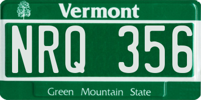 VT license plate NRQ356