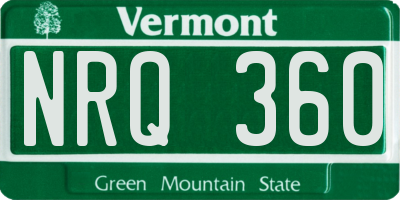VT license plate NRQ360
