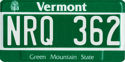 VT license plate NRQ362