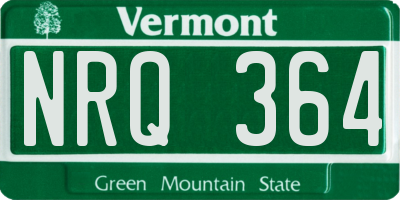 VT license plate NRQ364