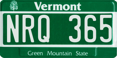 VT license plate NRQ365