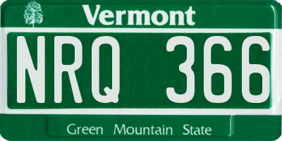 VT license plate NRQ366