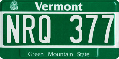 VT license plate NRQ377