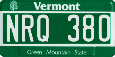 VT license plate NRQ380