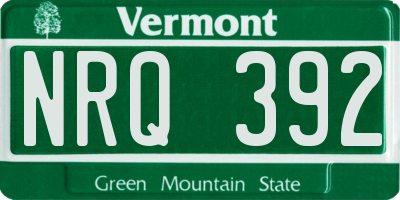 VT license plate NRQ392