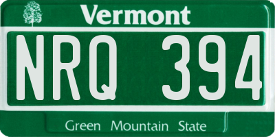 VT license plate NRQ394
