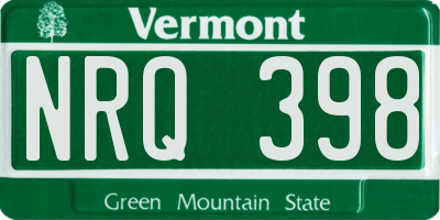 VT license plate NRQ398