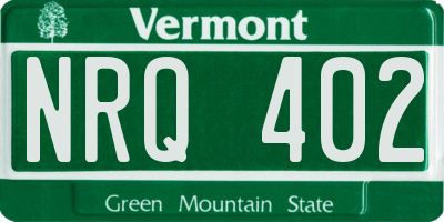 VT license plate NRQ402