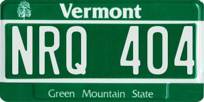 VT license plate NRQ404