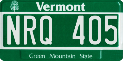 VT license plate NRQ405