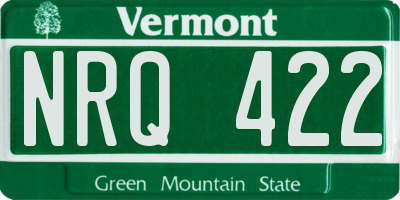 VT license plate NRQ422