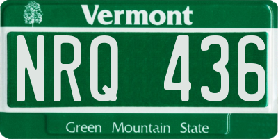 VT license plate NRQ436