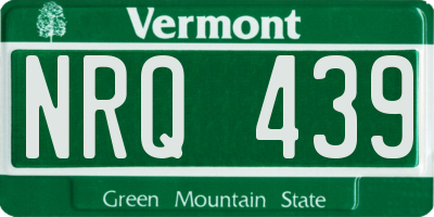 VT license plate NRQ439