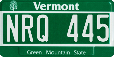 VT license plate NRQ445
