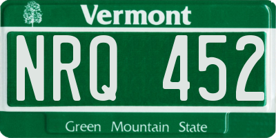 VT license plate NRQ452