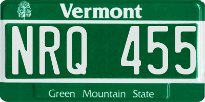 VT license plate NRQ455
