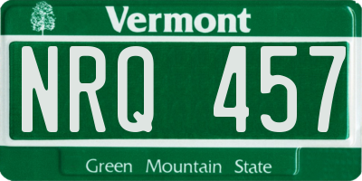 VT license plate NRQ457