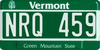 VT license plate NRQ459